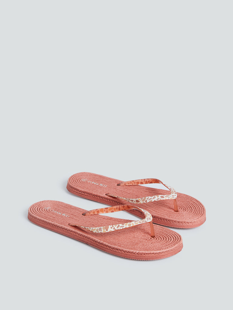 LUNA BLU Light Rust Terazzo Pattern Flip-Flops